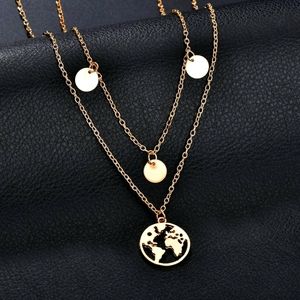 Fashion round sequined multi-layer pendant necklac